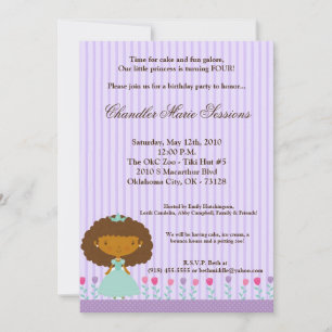 5x7 Afrikaanse prinses Gir Birthday Party Invitati Kaart