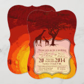 5x7 Afrikaanse Safari Giraffe Wild Wedding Uitnodi Kaart (Voorkant / Achterkant)