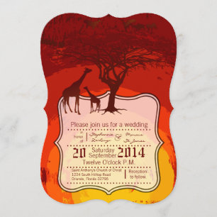 5x7 Afrikaanse Safari Giraffe Wild Wedding Uitnodi Kaart