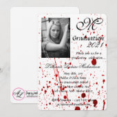 5x7 Afstuderen Deel Uitnodiging Bloed Splatter Vam (Voorkant / Achterkant)