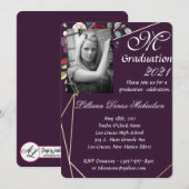 5x7 Afstuderen deel uitnodiging pruim Paarse Rozen (Voorkant / Achterkant)