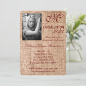 5x7 Afstuderen Deel Uitnodiging Tarwe op Burlap Sa (Staand voorkant)