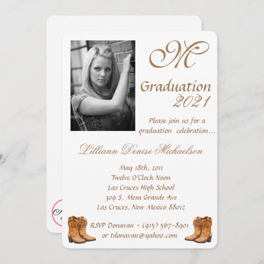 5x7 Afstuderen Deel Uitnodiging Zomer Land Wedd (Voorkant / Achterkant)