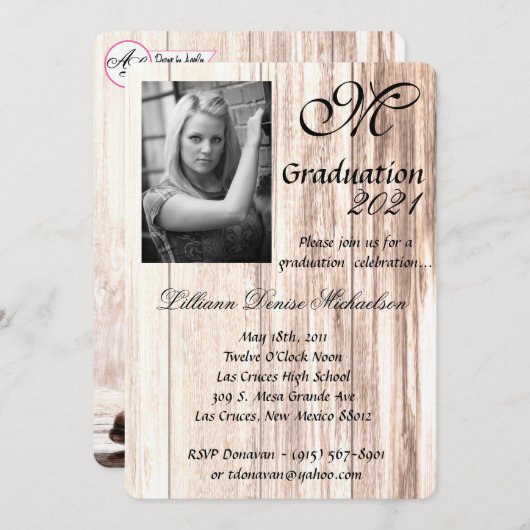 5x7 Afstuderen Deel Uitnodigingslaarzen land met r Kaart (Voorkant / Achterkant)