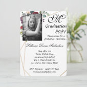 5x7 Afstuderen onderdeeluitnodiging wit Roses Gold Kaart (Staand voorkant)