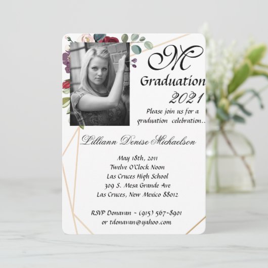 5x7 Afstuderen onderdeeluitnodiging wit Roses Gold Kaart (Staand voorkant)