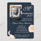 5x7 Afstuderen Part Invitation Baby Roze Kosmos op Kaart (Voorkant / Achterkant)