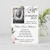 5x7 Afstuderen Part Invitation Baby Roze Kosmos op Kaart (Staand voorkant)