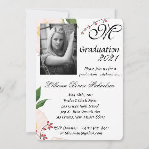 5x7 Afstuderen Part Invitation Baby Roze Kosmos op Kaart