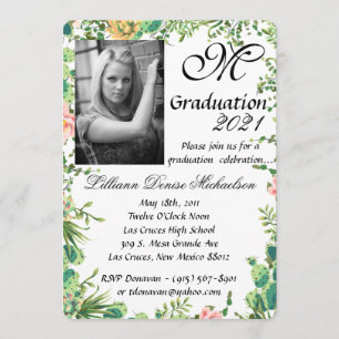 5x7 Afstuderen Part Invitation Bohemian Cactus Suc Kaart