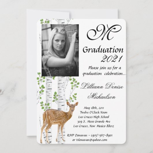 5x7 Afstuderen Part Invitation Deer Doe Buck Woodl Kaart (Voorkant)