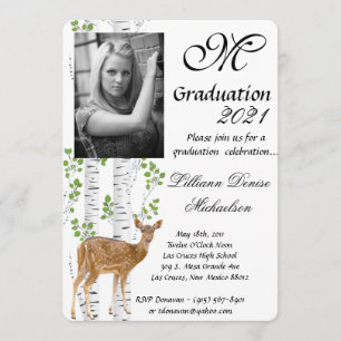 5x7 Afstuderen Part Invitation Deer Doe Buck Woodl Kaart