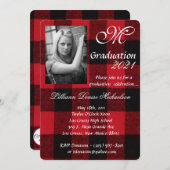 5x7 Afstuderen Part Invitation Red Buffalo Plaid Kaart (Voorkant / Achterkant)