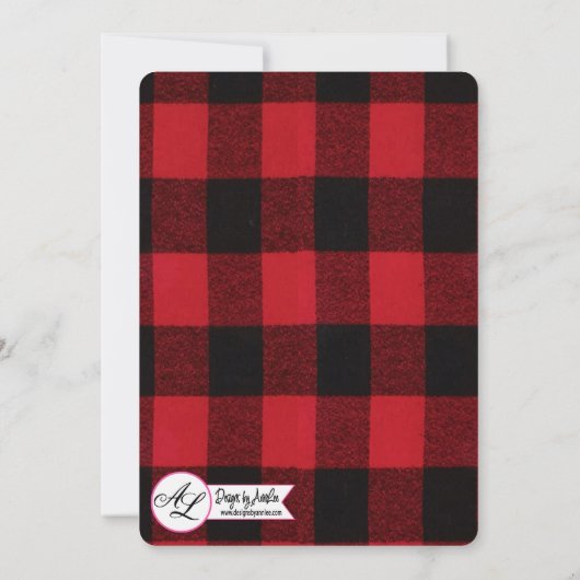 5x7 Afstuderen Part Invitation Red Buffalo Plaid Kaart (Achterkant)