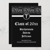 5x7 Afstuderen van de zwarte/witte Caduceus Medisc Kaart (Voorkant / Achterkant)