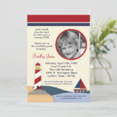 5x7 Ahoy maat zeilboot verjaardagsfeest uitnodigin Kaart (Staand voorkant)