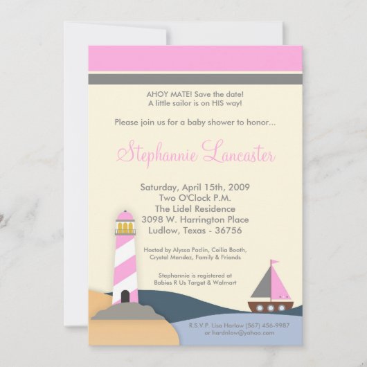 5x7 Ahoy Mate Sail Boat Baby shower Uitnodiging (Voorkant)