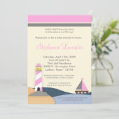 5x7 Ahoy Mate Sail Boat Baby shower Uitnodiging (Staand voorkant)