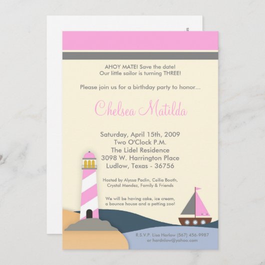 5x7 Ahoy Mate Sail Boat Verjaardag Uitnodiging (Voorkant / Achterkant)