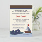 5x7 Ahoy Mate Sailboat Whal Birthday Invitation Save The Date (Staand voorkant)