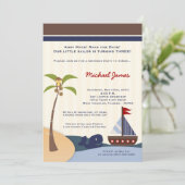 5x7 Ahoy Mate Sailboat Whale Birthday Invitation Save The Date (Staand voorkant)