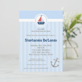5x7 Ahoy Nautical Sail Boat Baby shower Uitnodigin Kaart (Staand voorkant)