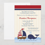 5x7 Ahoy Nautical Whale Boat Birthday Uitnodiging (Voorkant / Achterkant)