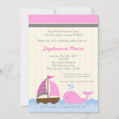 5x7 AhoyNautical Whale Boat Birthday Uitnodiging (Voorkant)