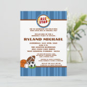 5x7 All Star Blue Verjaardag Uitnodiging (Staand voorkant)