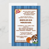 5x7 All Star Blue Verjaardag Uitnodiging (Voorkant / Achterkant)