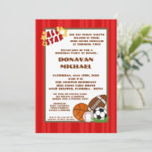 5x7 All Star Red Verjaardag Uitnodiging (Staand voorkant)