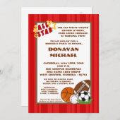 5x7 All Star Red Verjaardag Uitnodiging (Voorkant / Achterkant)