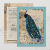 5x7 Antieke Pauw Vintage Trouw Uitnodiging (Voorkant / Achterkant)