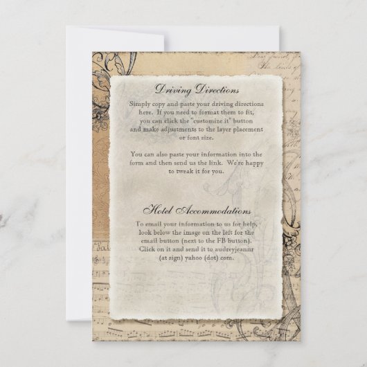 5x7 Antieke Pauw Vintage Trouw Uitnodiging (Achterkant)