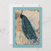 5x7 Antieke Pauw Vintage Trouw Uitnodiging (Voorkant)