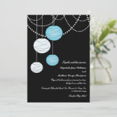 5x7 Aqua Blue Paper Lantern Wedding Invite Kaart (Staand voorkant)