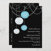 5x7 Aqua Blue Paper Lantern Wedding Invite Kaart (Voorkant / Achterkant)