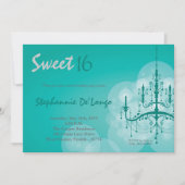 5x7 Aqua Chandelier Sweet 16 Verjaardag Uitnodigin Kaart (Voorkant)