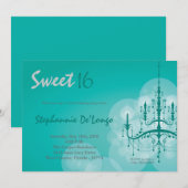 5x7 Aqua Chandelier Sweet 16 Verjaardag Uitnodigin Kaart (Voorkant / Achterkant)