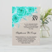 5x7 Aqua Rozen Quinceanera Birthday Uitnodiging (Staand voorkant)