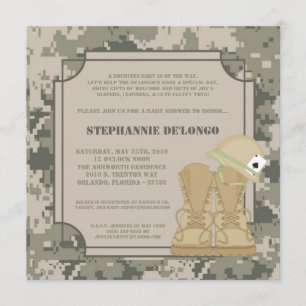5x7 ARMY ACU Camoflauge Baby shower Uitnodiging