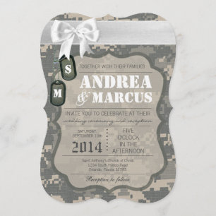 5x7 ARMY ACU Uniform Camo Wedding Invitation Kaart