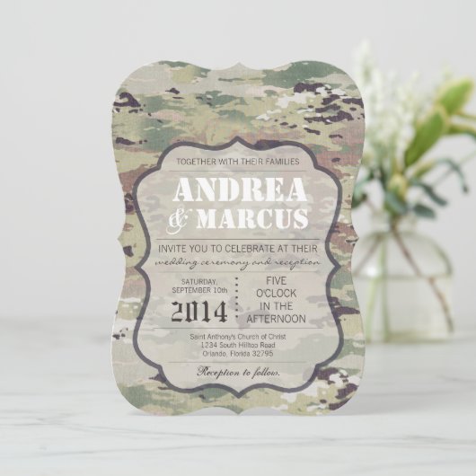 5x7 Army Air Force OCP Camo Uitnodiging voor het H (Staand voorkant)