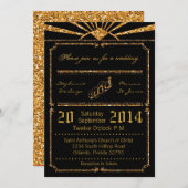 5x7 Art Deco 20's Gold Glitter Uitnodiging voor he (Voorkant / Achterkant)