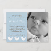 5x7 Baby Boy Blue 3 Vogels Foto Aankondiging Geboo (Voorkant)