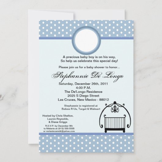 5x7 Baby Boy Shower Invitation Kaart (Voorkant)