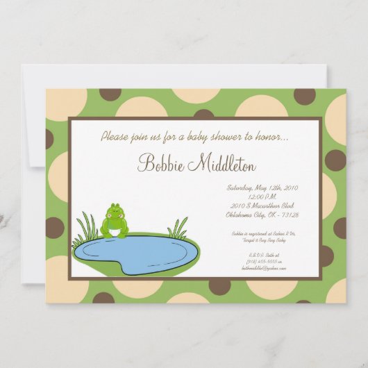 5x7 Baby Kikker Pond Baby shower Uitnodiging (Voorkant)