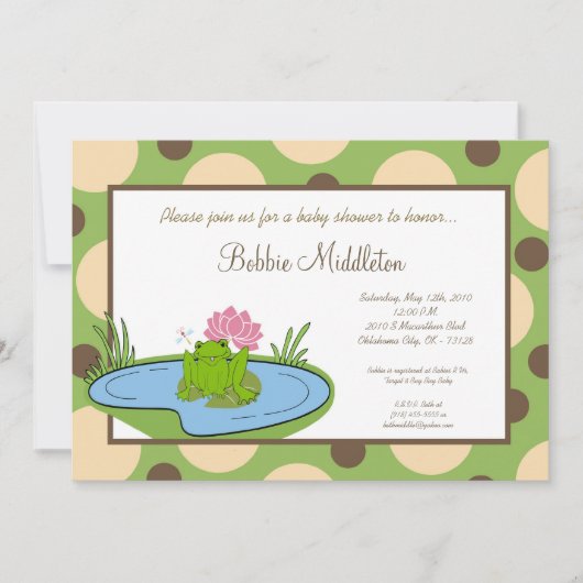 5x7 Baby Kikker Pond Baby shower Uitnodiging (Voorkant)