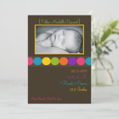 5x7 Baby Meisje Bruin Polka Foto Aankondiging Gebo (Staand voorkant)