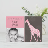 5x7 Baby Meisje PinkGiraffe Foto Aankondiging Gebo (Staand voorkant)